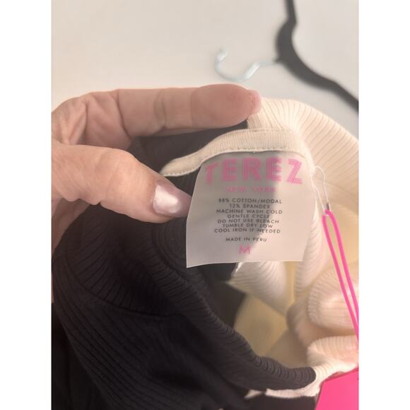 Terez Mock Neck Ribbed Knit Two Tone Midi Dress Medium - Picture 9 of 9